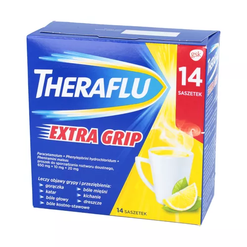 Theraflu Extra Grip 650 mg + 20 mg, 14 saszetek