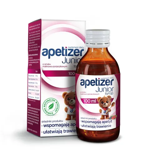 Apetizer Junior, syrop dla dzieci powyżej 3. roku życia, smak malinowo-porzeczkowy, 100 ml