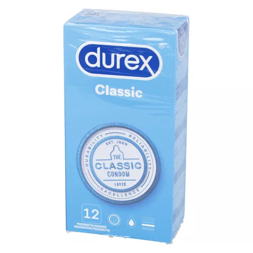 Durex Classic - prezerwatywy lateksowe, klasyczne gładkie, 12 sztuk