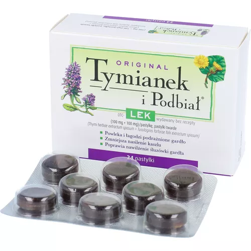 Tymianek i Podbiał, 100 mg + 100 mg, 24 pastylki do ssania
