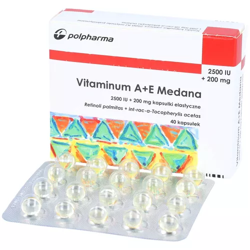 Vitaminum A+E Medana 2500 IU + 200 mg, 40 kapsułek elastycznych