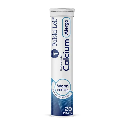 Calcium Alergo - smak pomarańczowy, tabletki musujące, 20 sztuk