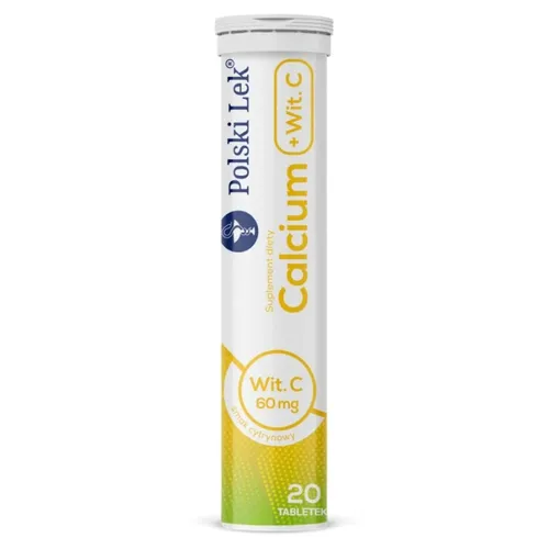 Calcium + Witamina C, smak cytrynowy, 20 tabletek musujących