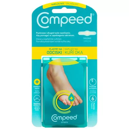 Compeed - nawilżające plastry na odciski, średnie, 6 sztuk