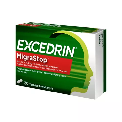 Excedrin Migrastop 250 mg + 250 mg + 65 mg, 20 tabletek powlekanych