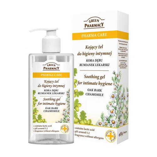 Green Pharmacy - Pharma Care, kojący żel do higieny intymnej, kora dębu i rumianek lekarski, 300 ml