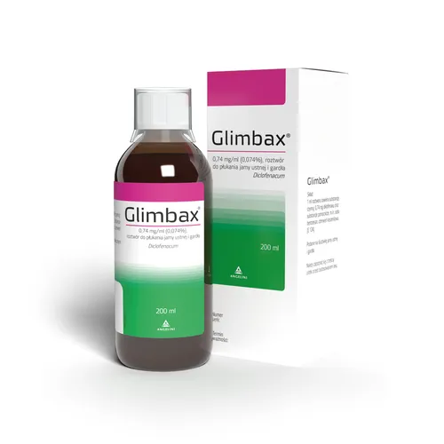 Glimbax - 0,74 mg/ml, roztwór do płukania jamy ustnej i gardła, 200 ml