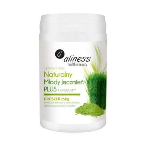 Aliness - Naturalny Młody Jęczmień PLUS FIBREGUM - proszek, 250 g