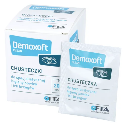 Demoxoft CLEAN - chusteczki do pielęgnacji i oczyszczania skóry powiek, 20 sztuk