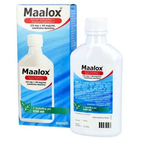 Maalox (35 mg + 40 mg)/ml, zawiesina doustna, 250 ml