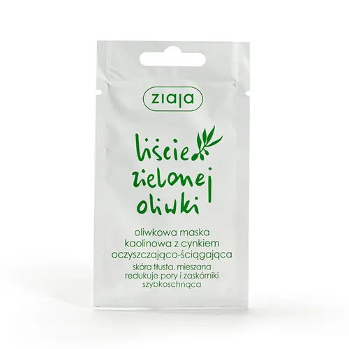 ziaja liście zielonej oliwki - oliwkowa maska kaolinowa z cynkiem oczyszczająco-ściągająca, 7 ml