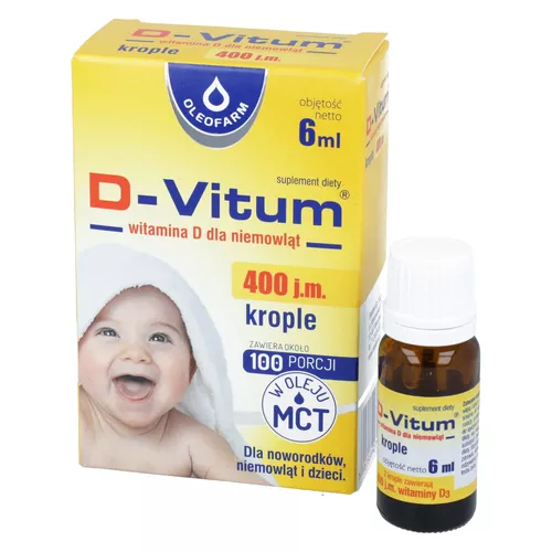 D-Vitum 400 j.m. - witamina D dla niemowląt, krople, 6 ml