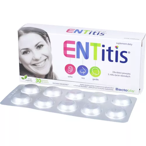 ENTitis, smak miętowy, 30 pastylek do ssania