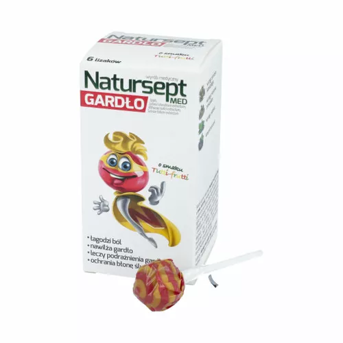 Natursept Med gardło - lizaki o smaku tutti-frutti, 6 sztuk