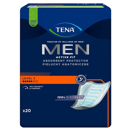TENA Men Active Fit Super Level 3 - wkłady anatomiczne, 20 sztuk