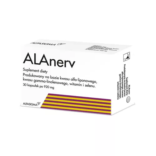 ALAnerv - suplementacja kwasu alfa-liponowy oraz gamma-linolenowego, 30 kapsułek