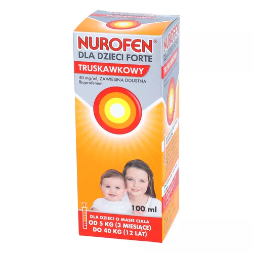 Nurofen dla dzieci Forte 40 mg/ml, zawiesina doustna, smak truskawkowy, 100 ml