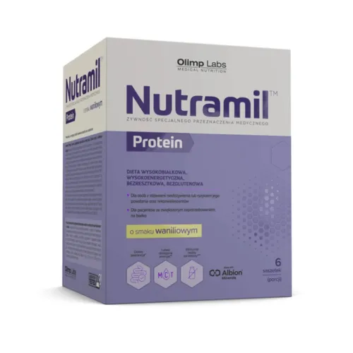 Olimp Nutramil COMPLEX Protein - dieta wysokobiałkowa, wysokoenergetyczna, bezresztkowa, smak neutralny, 6 saszetek