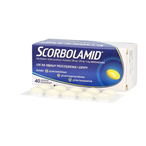 Scorbolamid 300 mg +100 mg + 5 mg, 40 tabletek drażowanych