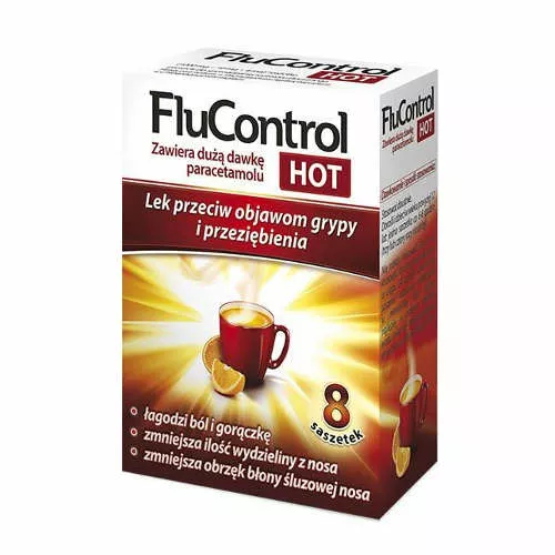 FluControl Hot (1000 mg + 10 mg + 4 mg)/5,5 g, 8 saszetek