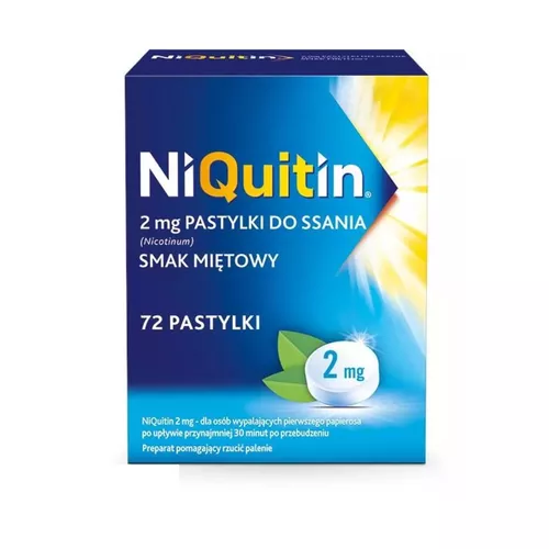 NiQuitin 2 mg, smak miętowy, 72 pastylki do ssania