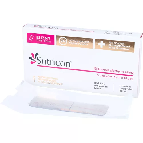 Sutricon - silikonowe plastry na blizny, 3 cm x 10 cm, 5 sztuk