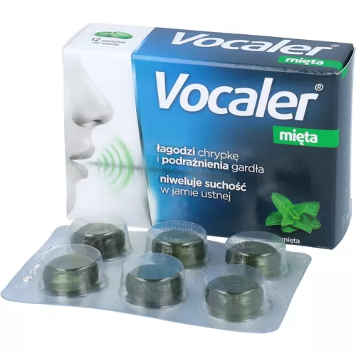Vocaler - na chrypkę i suchość w gardle, mięta, 12 sztuk