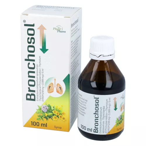 Bronchosol 218,0 mg + 0,989 mg/5 ml, syrop, 100 ml