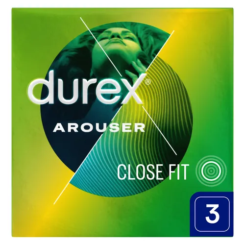 Durex Arouser - prezerwatywy lateksowe, prążkowane dla niezapomnianych doznań, 3 sztuki