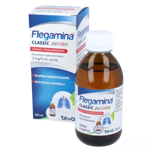 Flegamina Classic Junior 2 mg/5 ml, syrop, smak truskawkowy, 200 ml