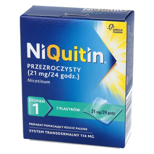 NiQuitin Przezroczysty 21 mg/24 h, system transdermalny, 7 plastrów