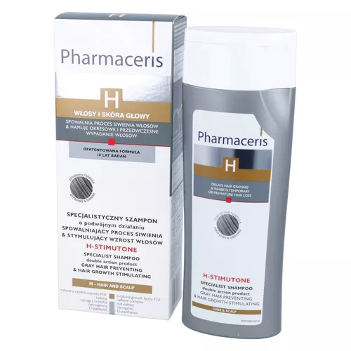 Pharmaceris H H-STIMUTONE - specjalistyczny szampon spowalniający proces siwienia i stymulujący wzrost włosów, 250 ml