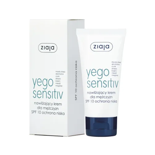 ziaja yego sensitiv - nawilżający krem dla mężczyzn SPF 10, ochrona niska, 50 ml