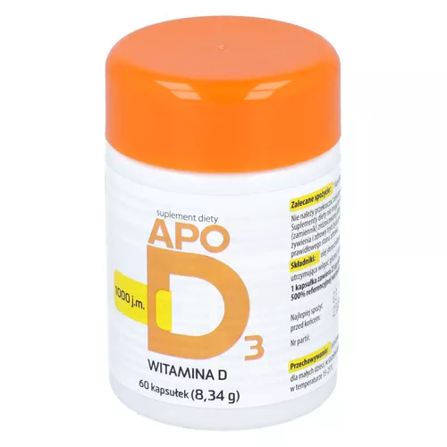 APOD3 1000 j.m. - witamina D3, wzmocnienie odporności, 60 kapsułek