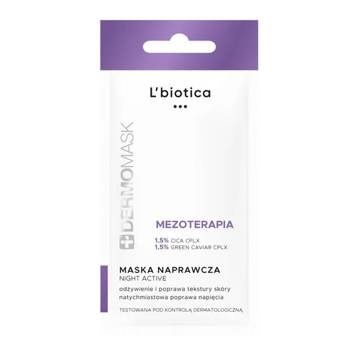 L'biotica Dermomask Night Active Mezoterapia - maseczka naprawcza, przeciwstarzeniowa na noc, 12 ml