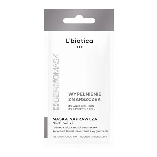 L'biotica Dermomask Night Active Wypełnienie zmarszczek - maseczka naprawcza, 12 ml
