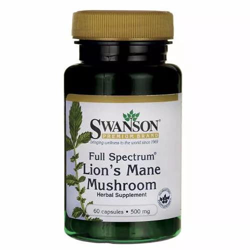 Swanson Full Spectrum Lion's Mane Mushroom - soplówka jeżowata, kapsułki 500 mg, 60 sztuk