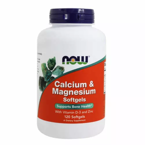 NOW FOODS, Calcium and Magnesium, 120 kapsułek miękkich