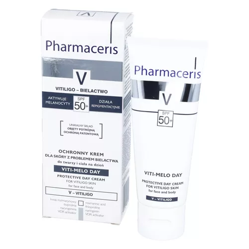 Pharmaceris V VITI-MELO DAY SPF50+ - ochronny krem, skóra z problemem bielactwa, do twarzy i ciała, na dzień, 75 ml
