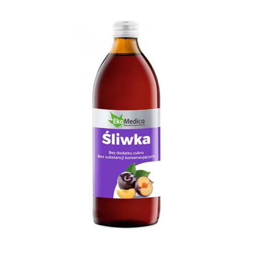EkaMedica - sok ze śliwki 100%, poprawia perystaltykę jelit i ułatwia wypróżnianie, 500 ml