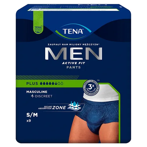TENA Men Pants Plus - męska bielizna chłonna S/M, 9 sztuk
