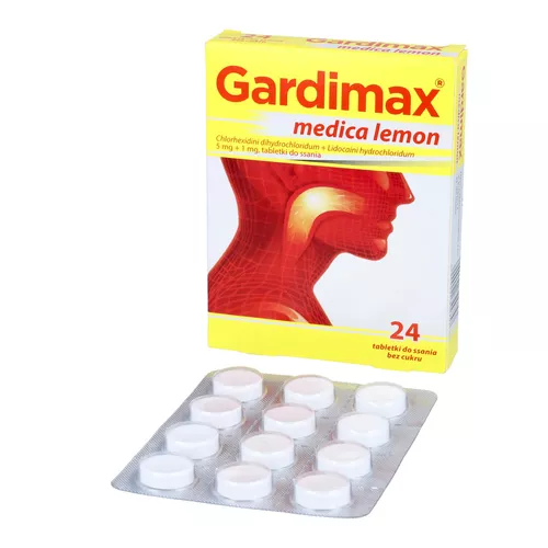 Gardimax medica lemon 5 mg + 1 mg, 24 tabletki do ssania
