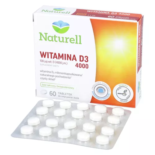 Naturell Witamina D3 4000 - tabletki do ssania, 60 sztuk