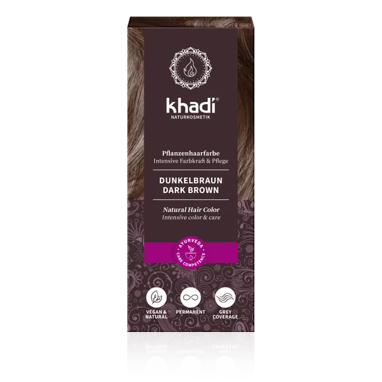 khadi natural hair color DARK BROWN - henna ciemny brąz, 100 g