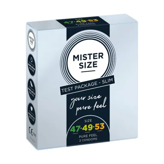 Mister Size - prezerwatywy dopasowane do rozmiaru 47mm, 49mm, 53mm, 3 sztuki