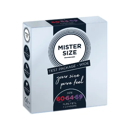 Mister Size - prezerwatywy dopasowane do rozmiaru 60mm, 64mm, 69mm, 3 sztuki