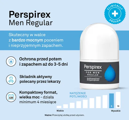 PERSPIREX Men Regular - antyperspirant roll-on, 20 ml