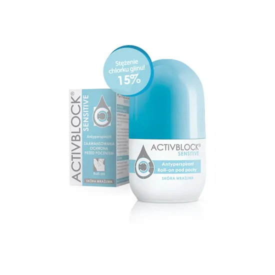 ACTIVBLOCK SENSITIVE - antyperspirant roll-on pod pachy, skóra wrażliwa, 25 ml