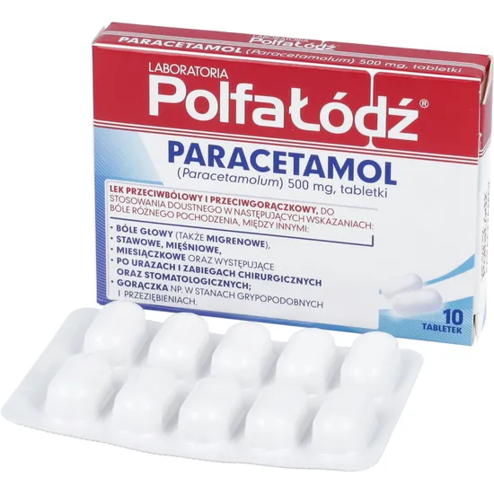 Paracetamol Polfa Łódź 500 mg, 10 tabletek