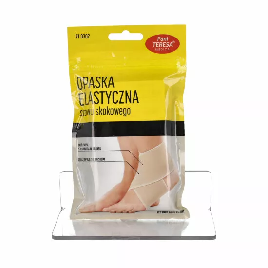 Pani TERESA - opaska elastyczna stawu skokowego, taśma zapinana na rzep, cielista, rozmiar M, 1 sztuka